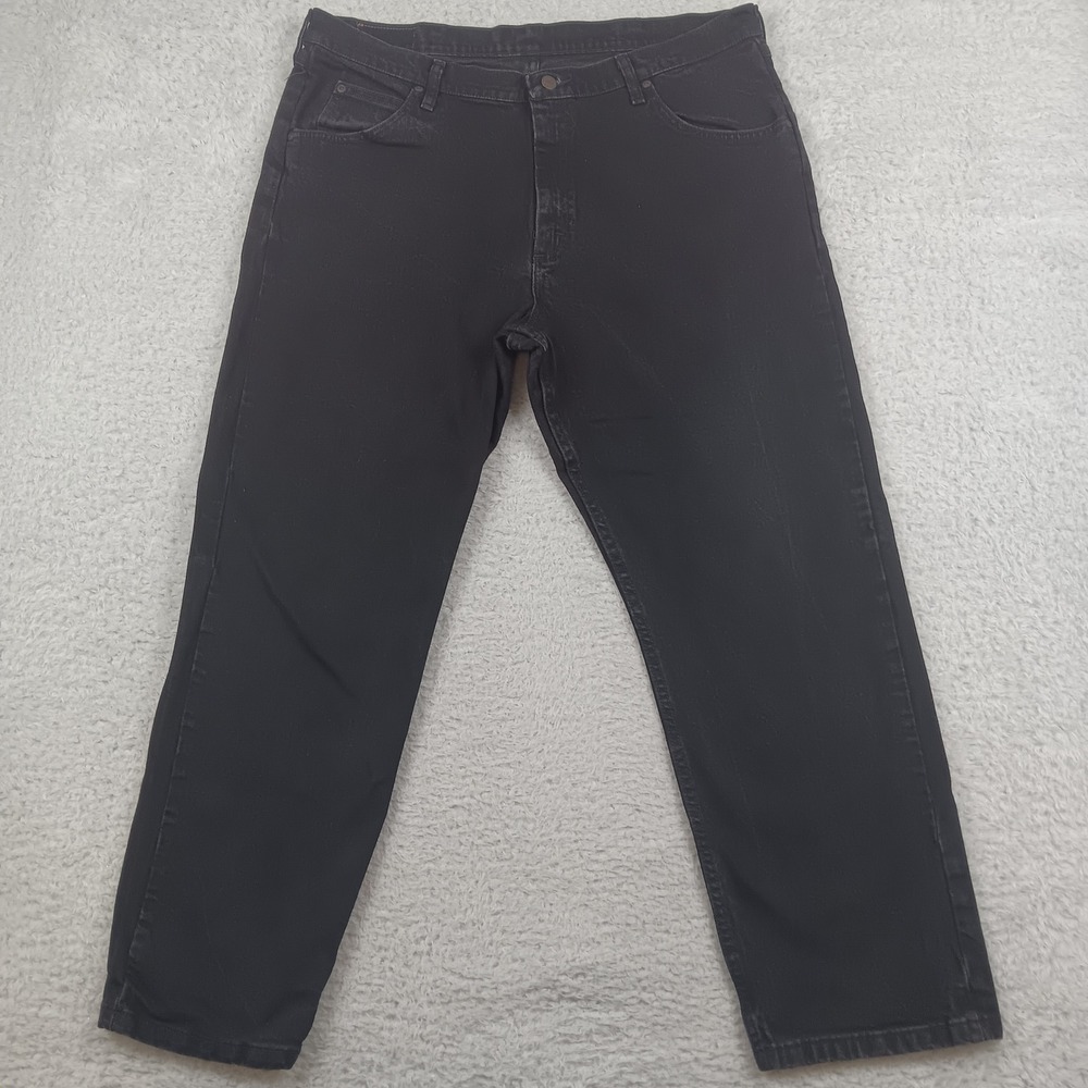 Wrangler Regular Fit Jeans Mens 38x30 Black Stretch Denim 1097FXVCB